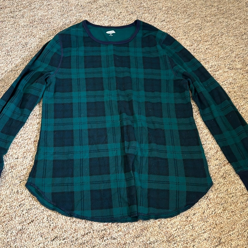 Green and black plaid pajama long sleeve set - Picture 2 of 5